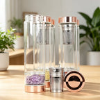 Rose Gold Infuser Crystal Gemstone Water Bottle with Seamless Design Irregular Shape for