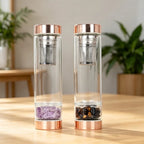 Rose Gold Infuser Crystal Gemstone Water Bottle with Seamless Design Irregular Shape for