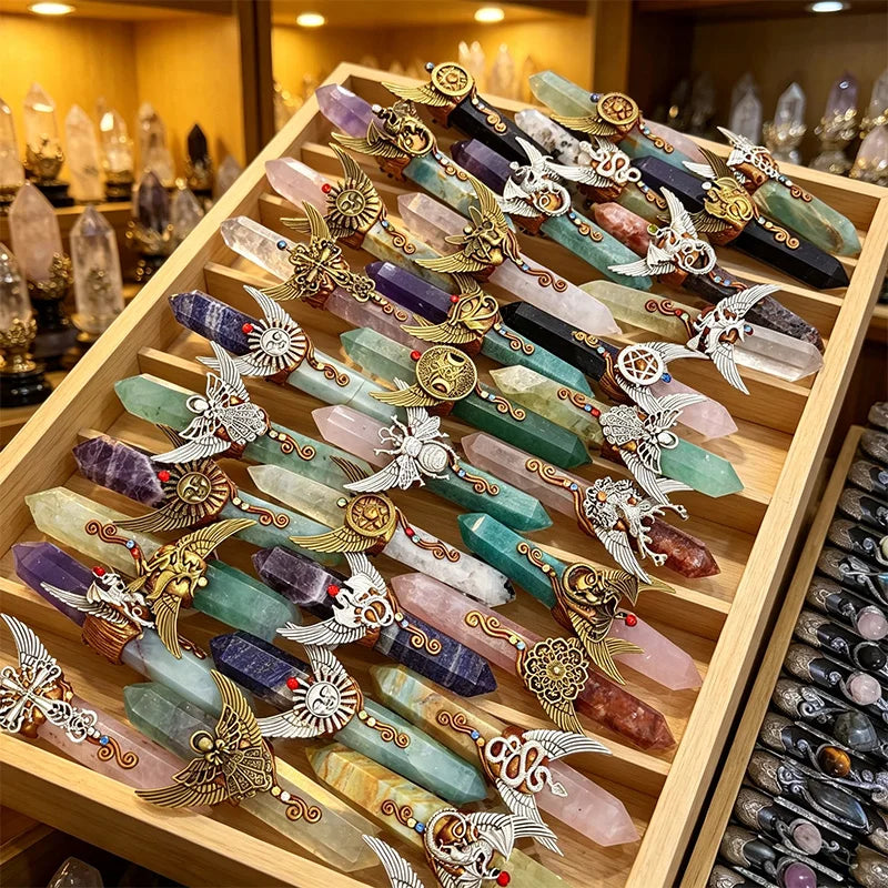 Natural Crystal Magic Stick Wand Tower Point Wedding Crystal Crafts for Decor