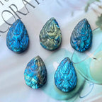 Labradorite Fox Natural Crystal Animals Crafts Small Labradorite Nine Tails Fox Statue for