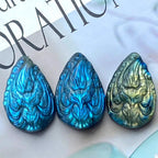 Labradorite Fox Natural Crystal Animals Crafts Small Labradorite Nine Tails Fox Statue for