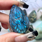 Labradorite Fox Natural Crystal Animals Crafts Small Labradorite Nine Tails Fox Statue for