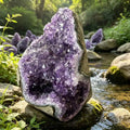 Natural Amethyst Geode Cluster, Raw Amethyst Crystal Druzy Stone for Home Decor, , & Gift