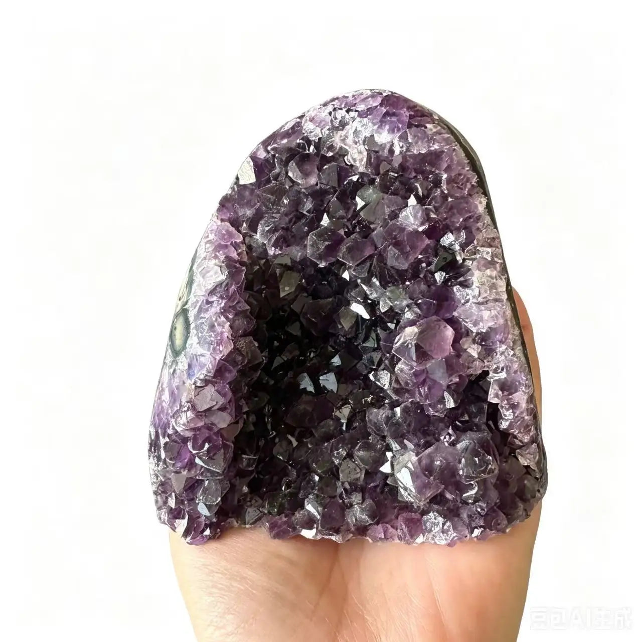 Natural Amethyst Geode Cluster, Raw Amethyst Crystal Druzy, Polished Cut Base Stone Decor - Standard