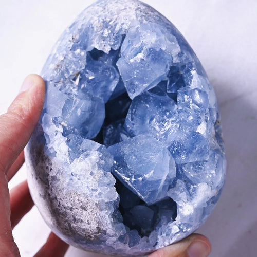 Natural Blue Celestite Druzy Quartz Crystal Egg Cluster Raw Stone Celestite Geode for & Crafts Other Crystal Products