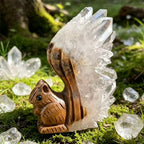 Natural Clear Quartz Cluster Squirrel Figurine Hand Carved Crystal Statue Home Decor Art