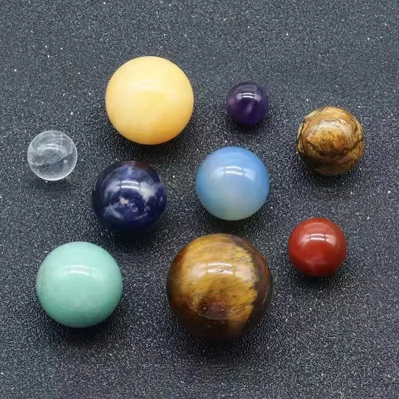 Natural Crystal Stone Nine Planets Ornaments Mineral Balls Gemstone Sphere Decor