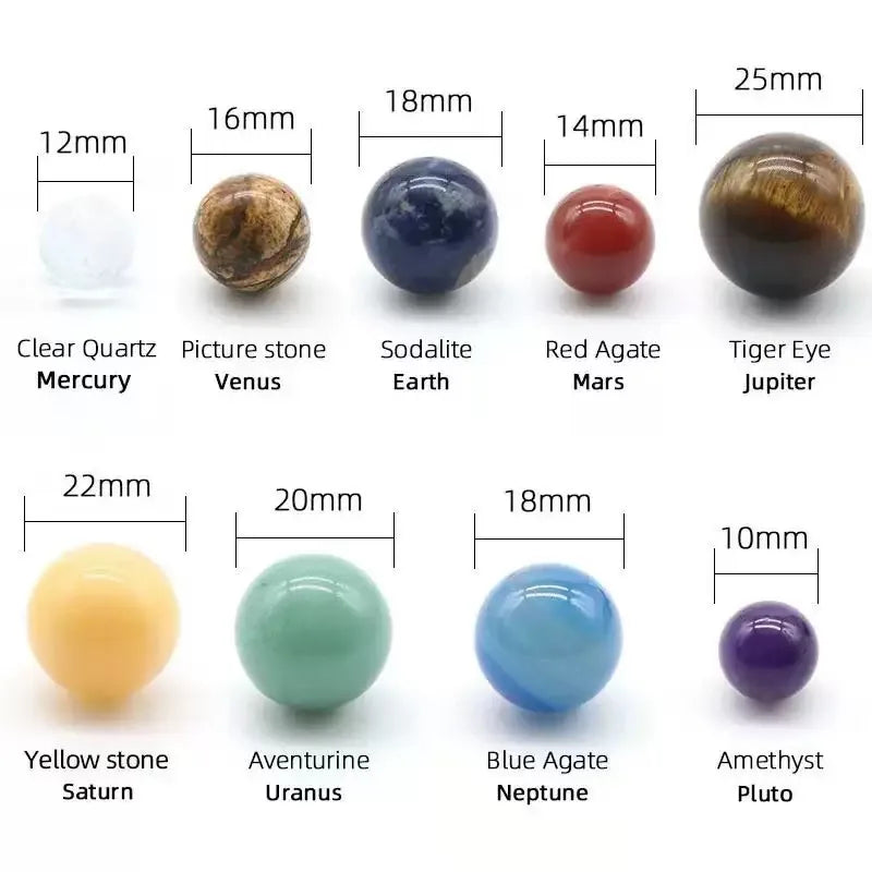 Natural Crystal Stone Nine Planets Ornaments Mineral Balls Gemstone Sphere Decor