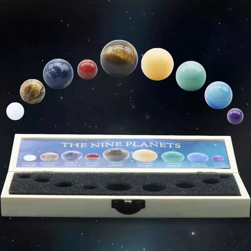 Natural Crystal Stone Nine Planets Ornaments Mineral Balls Gemstone Sphere Decor