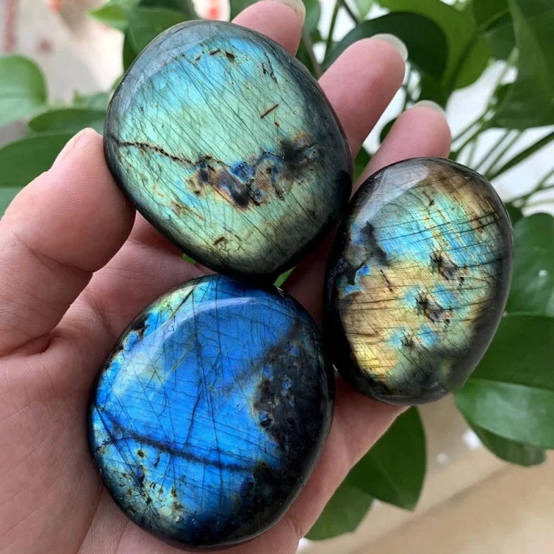 Natural Crystal Quality Blue Each Flashy Gemstone Polished Gemstone Labradorite Palm Stone