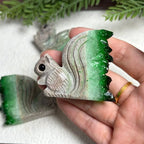 Green Crystal Cluster Squirrel Carving - 1 kg Lot