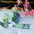 Natural Prehnite Crystal Tower Stone Crystal Point Obelisk for Home Decoration
