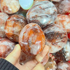 Natural Red Fire Quartz Crystal Fire Quartz PalmStone for Pocket