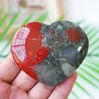 Natural Polished African Bloodstone Puffy Heart Crystal Heart Pocket Palm Stone for Home Decor - Standard