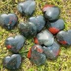 Natural Polished African Bloodstone Puffy Heart Crystal Heart Pocket Palm Stone for Home Decor