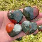 Natural Polished African Bloodstone Puffy Heart Crystal Heart Pocket Palm Stone for Home Decor