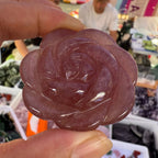 Strawberry Quartz Rose Flower Carving