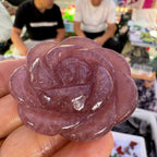 Strawberry Quartz Rose Flower Carving