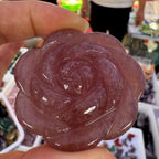 Strawberry Quartz Rose Flower Carving