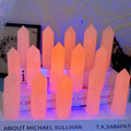 Natural Strong UV Reaction Pink Calcite Crystal Tower Polished Obelisk for Decor Gift