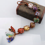 Natural Tumbled Crystal Macrame Car Hanging Red Jasper Amethyst Tiger Eye Stone Charm Crystal Home Wall Decor