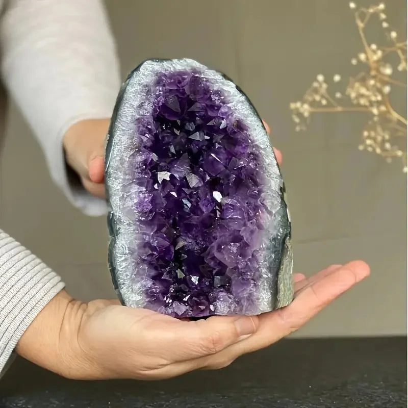 Natural Uruguay Amethyst Geode Crystal Cluster Stand Raw Amethyst Cave Decor Crystal Decoration