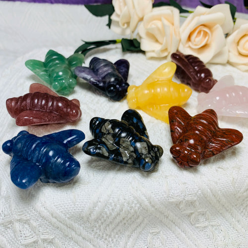 5cm Style Small Bee Carved From Raw Stone Natural Crystals Multi-Material for Decorative Purpose