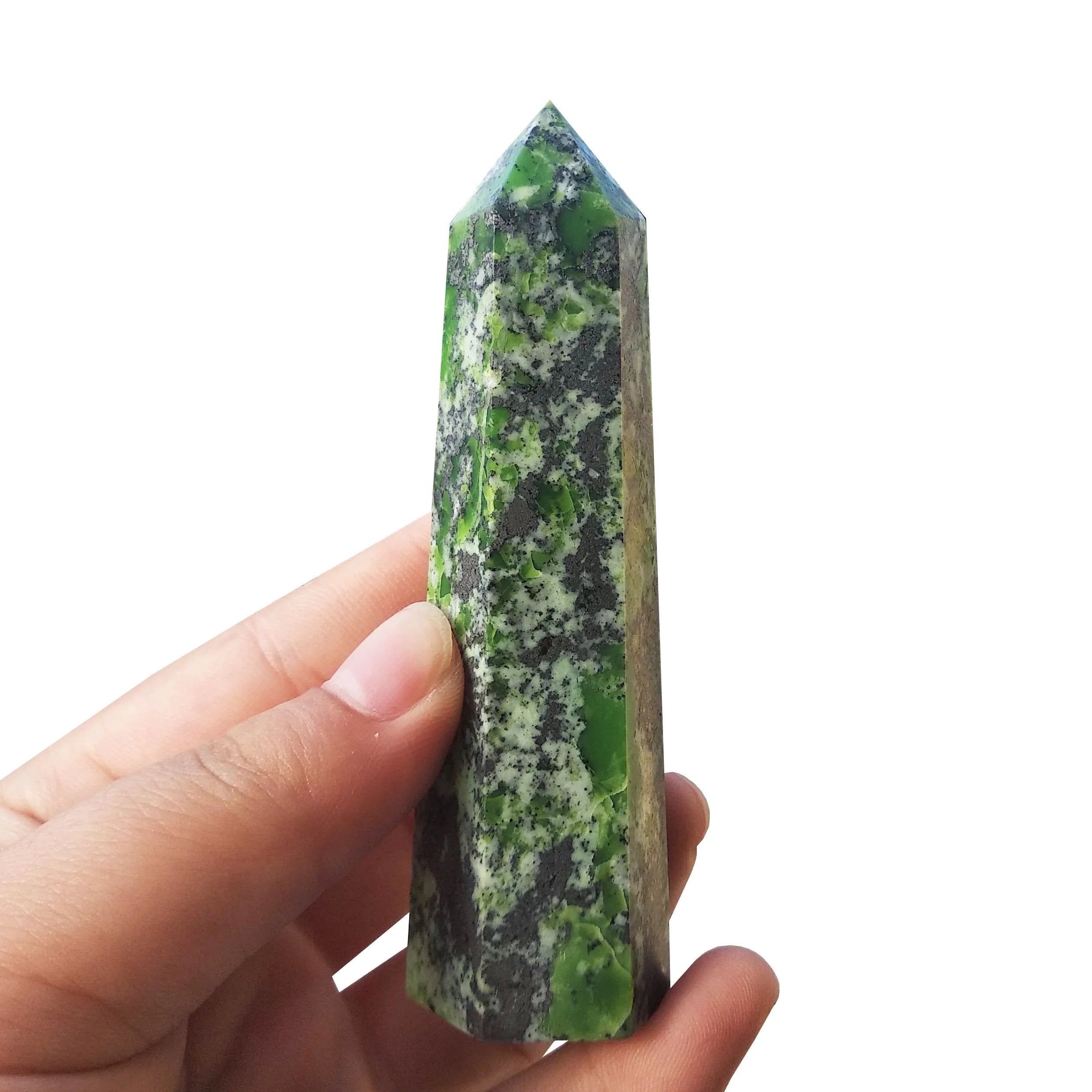 Rare Natural Crystal Obelisk Beautiful Green Opal Point for Home Decoration