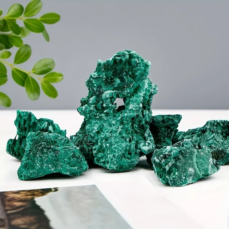 Bright Green Unpolished Natural Malachite Rough Specimen for Geology Study Present Crystal Decor - Standard