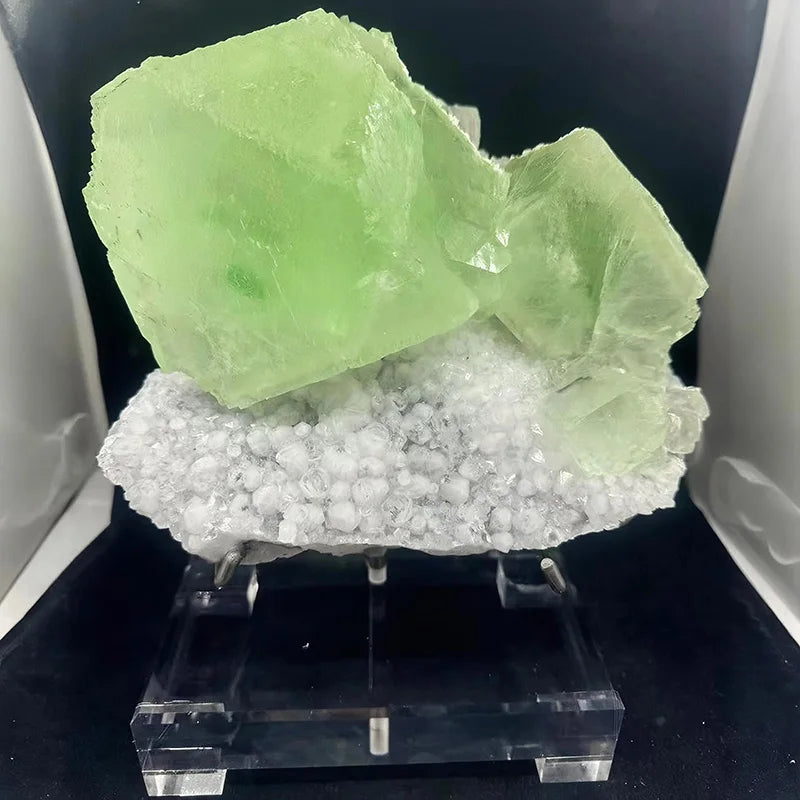 Fujian Green Cube Fluorite Mineral Specimen