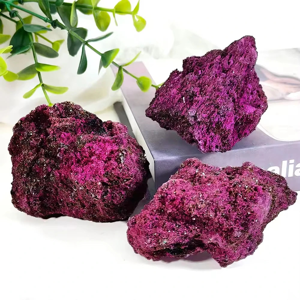 Unpolished Bright Red Natural Ruby Crystal Mineral Specimen for Geology Study Present