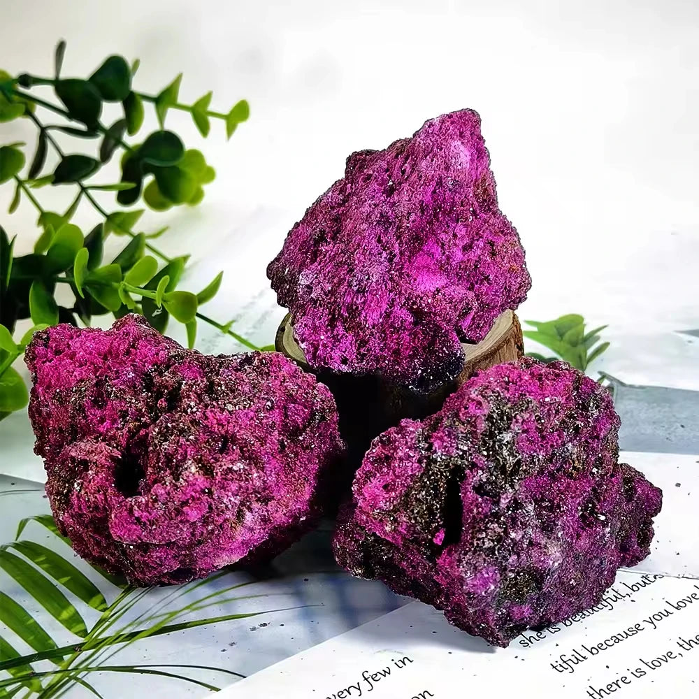 Unpolished Bright Red Natural Ruby Crystal Mineral Specimen for Geology Study Present