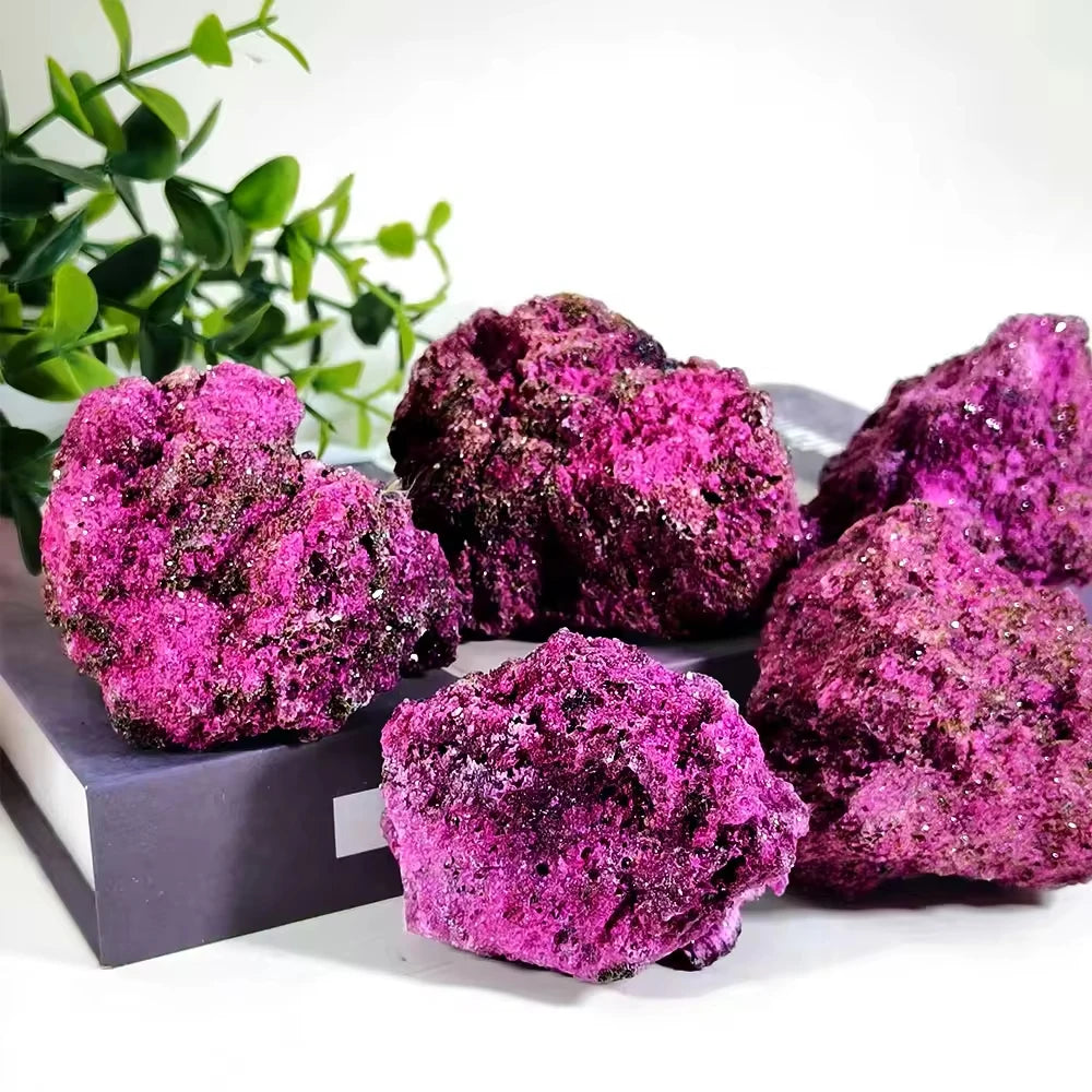 Unpolished Bright Red Natural Ruby Crystal Mineral Specimen for Geology Study Present