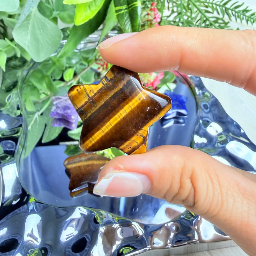 3cm Natural Star Shape Gemstone Carving Tiger's Eye Dream Amethyst Lapis Lazuli Crystal Star Decor Craft - Standard