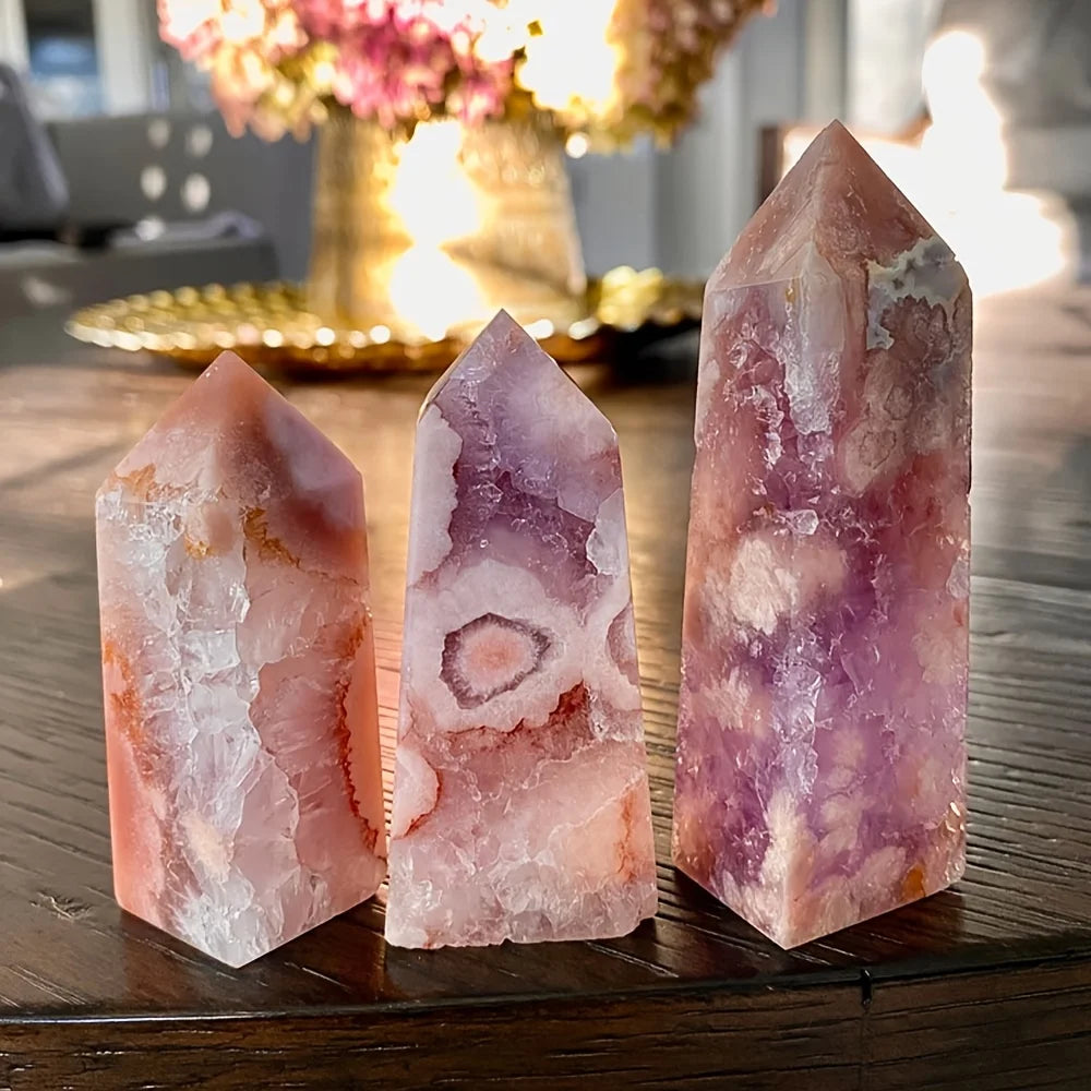 Carved Crystal Points Polished Pink Amethyst Agate Tower for Home Decoration Wedding Holiday Gift Eco-friendly