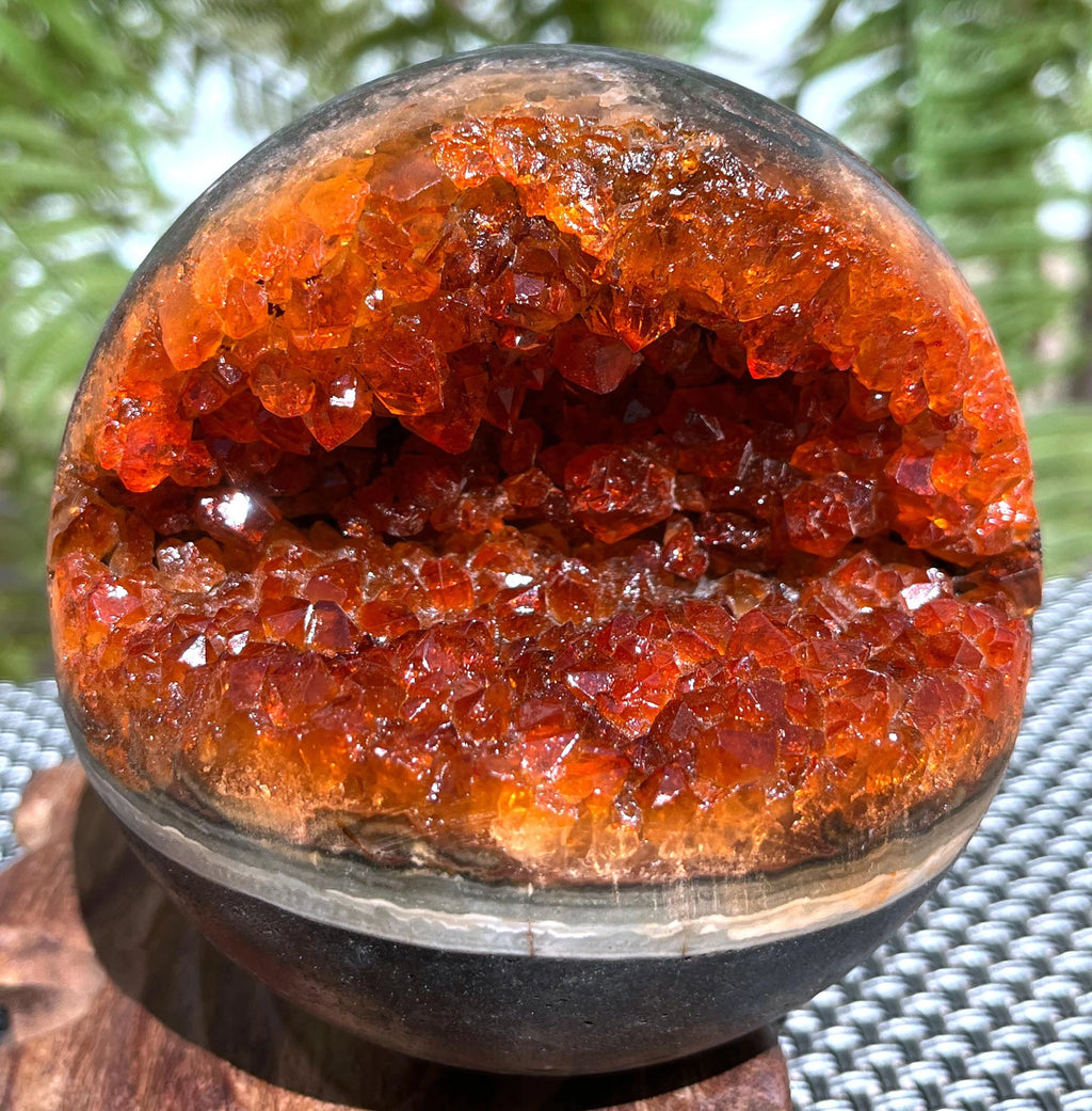 Citrine Geode Quartz Crystal Open Smile Sphere Museum Collection Sphere