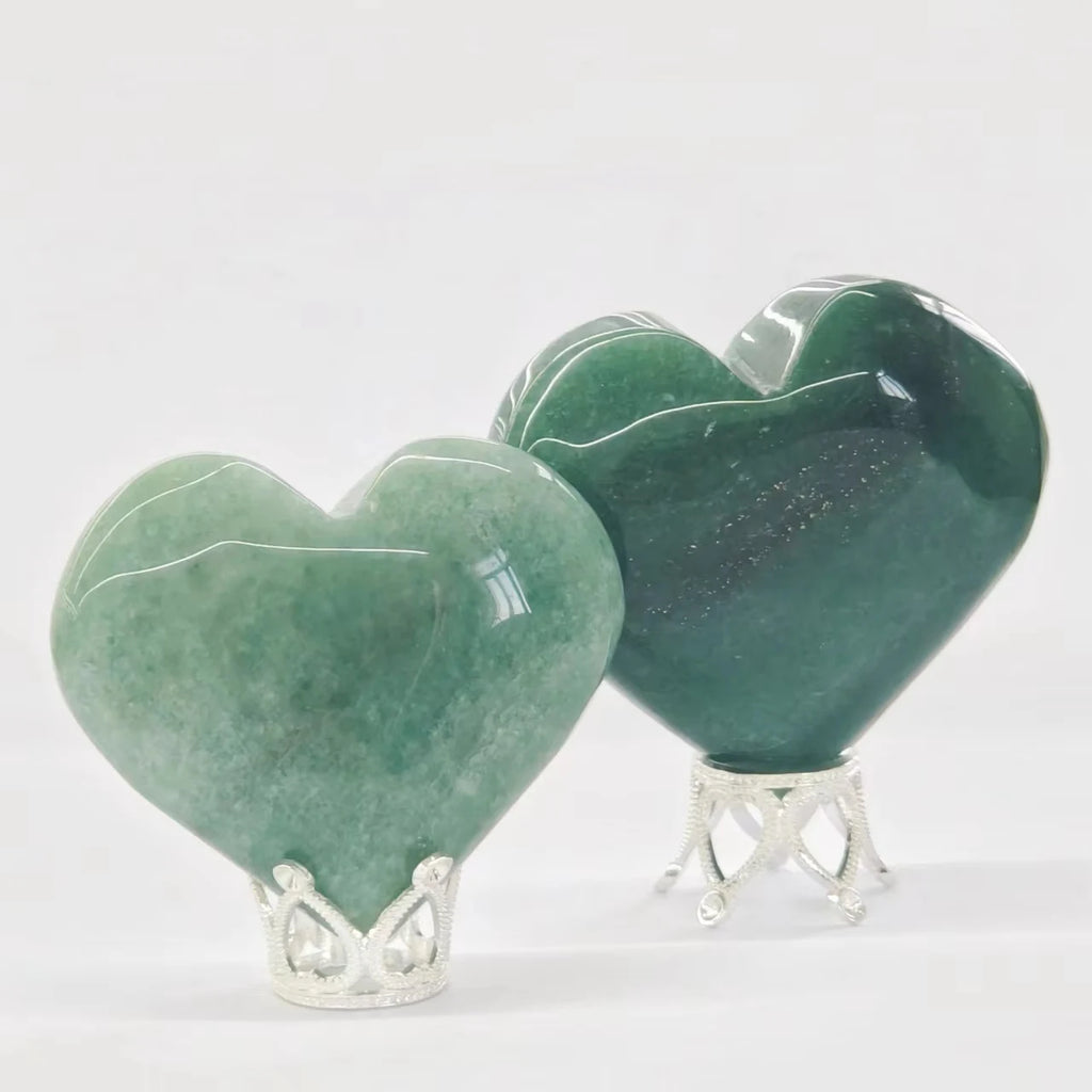 Crystal Gemstone Hearts Quantum Quattro Purple Lepidolite Blue Trolleite Green Aventurine Heart
