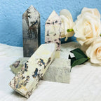 Crystal Stone Point Natural Picture Jasper Tower for Decoration