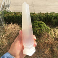 Gypsum Gemstone Tower 8 Inch Natural Robin Crystal White Crystals Selenite Tower