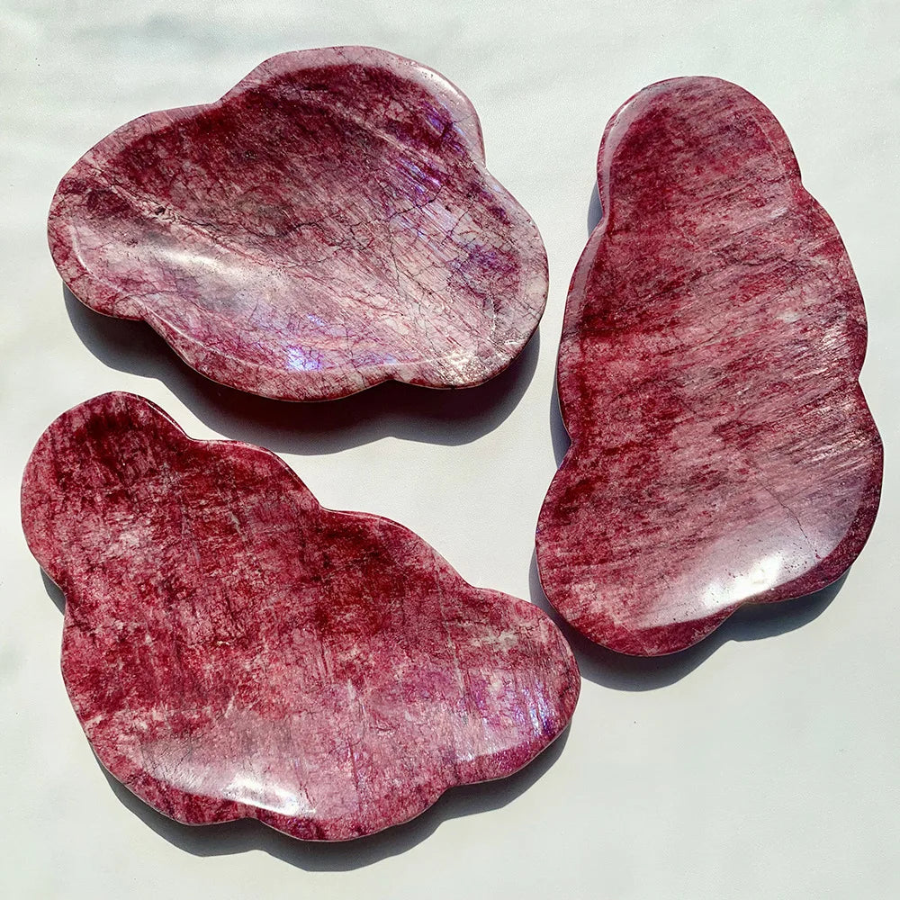 Hand Carved Natural Red Moonstone Freeform Bowl Polished for Crystal Home Decor