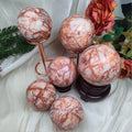 Hand-Carved Polished Crystal Ball Natural Red Network Stone Sphere for Decoration