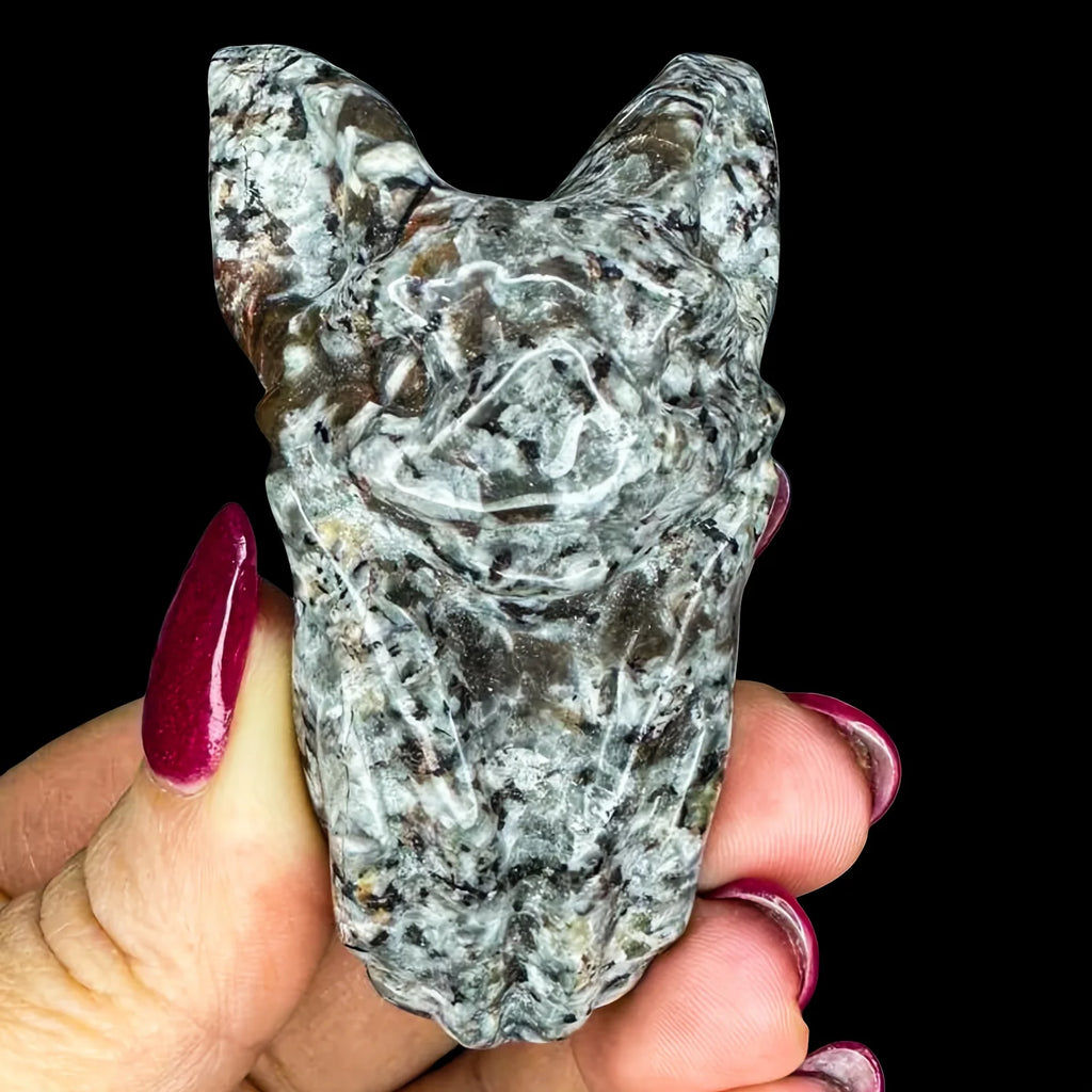 Crystal Carving Polished Yooperlite Bat with UV Reaction for