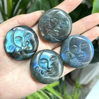 Labradorite Sun and Moon Face Carving