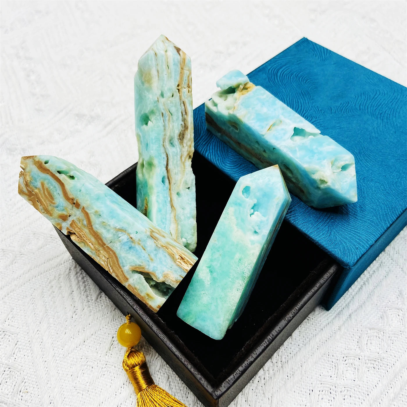 Gemstone Crystal Tower Blue Aragonite Tower