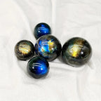 Crystal Crafts Blue and purple Labradorite Freeform Sphere Bowl Polished Natural Stone for Decoration