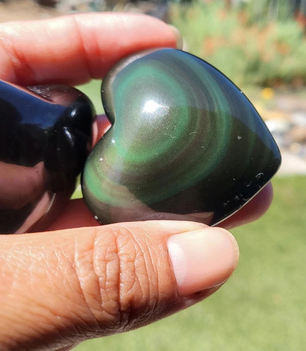 Hot Sell Naturalc Rainbow Obsidian Heart-shaped Gem Quartz Crystal Mineral