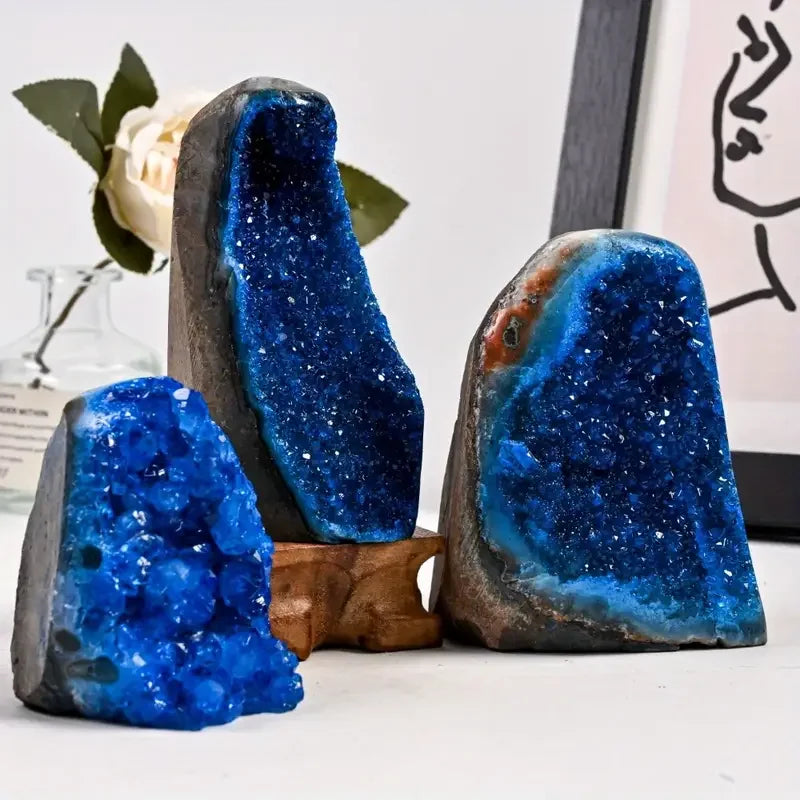 Man-Made Blue Geode Cluster Display