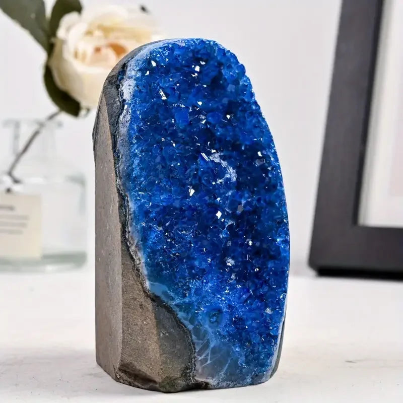 Man-Made Blue Geode Cluster Display