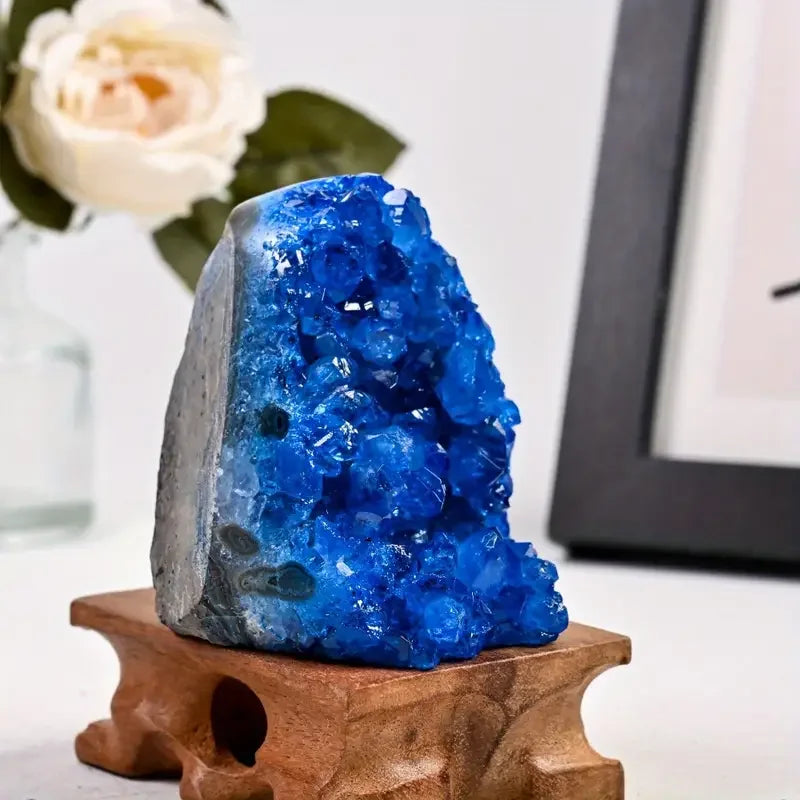 Man-Made Blue Geode Cluster Display