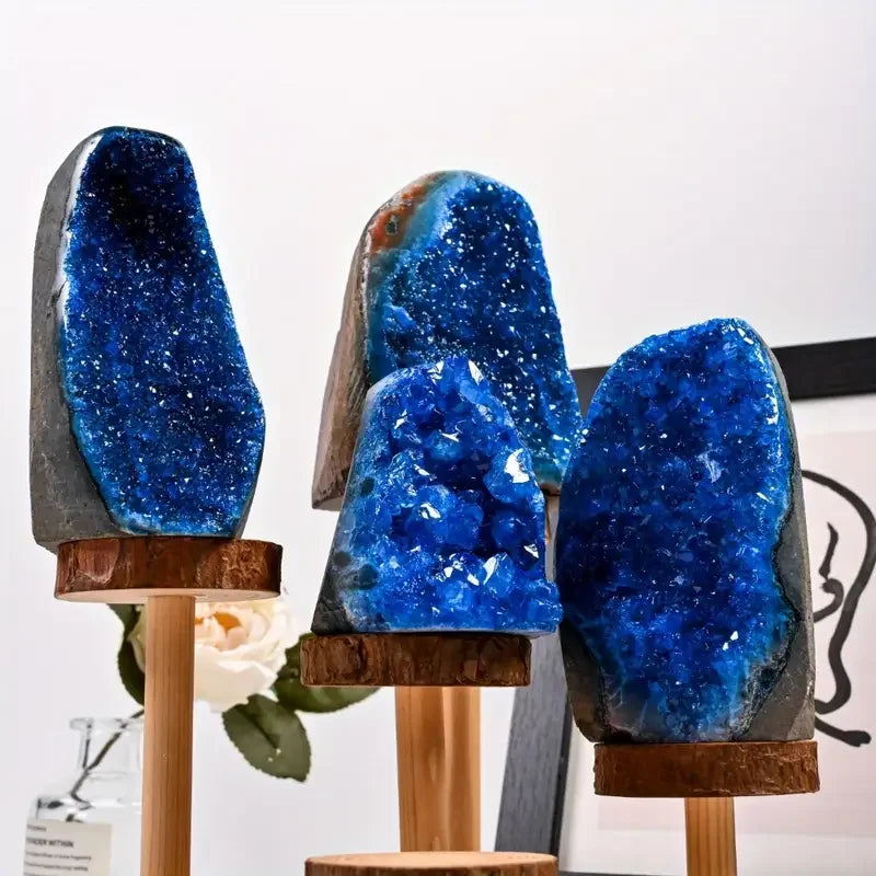 Man-Made Blue Geode Cluster Display - 1 piece